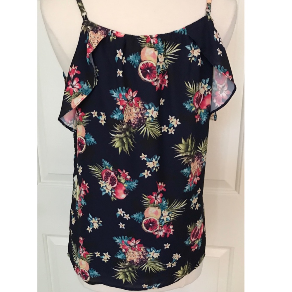 Skies are Blue Women’s Navy Fruit Pattern Top